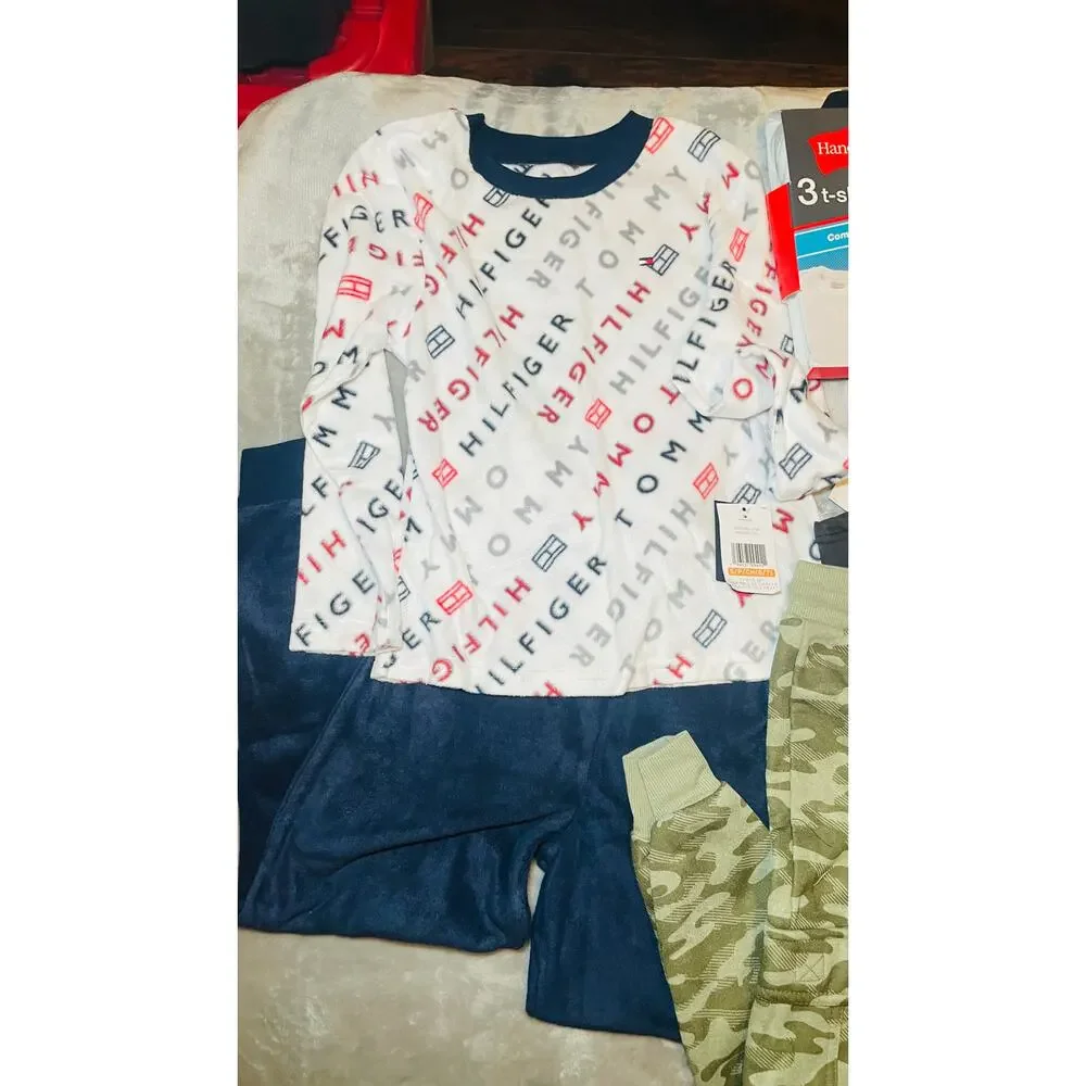 Boys Clothing Lot Tommy Hilfiger Levi’s Hanes Pajamas Pants Shirts Small (6) NWT